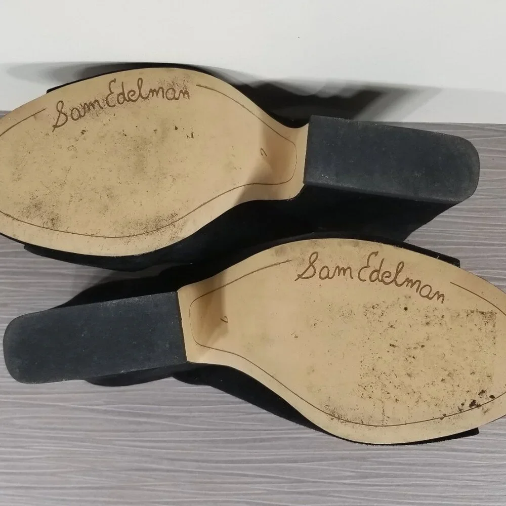 Sam Edelman Rheta Suede Slide Sandals, Black Suede, Womens Size 7 M / 37 - Picture 11 of 12